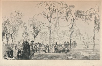 Notre Dame sett från Quai Montebello, 1915 av Auguste Louis Lepère