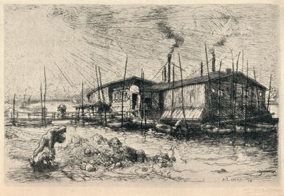 Gamla tvättbåtar på Grenelle, 1915 av Auguste Louis Lepère