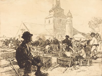 Fjäderfämarknad i St.-Jean-de-Mont Fjäderfämarknad i St.-Jean-de-Mont, 1892. av Auguste Lepere
