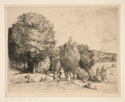 Söndagsvandring (Cr?c?sur-le-Grand) (Söndagsvandring [Crecoeur-le-Grand]) av Auguste Lepere