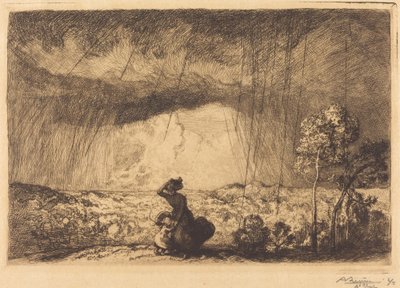 Storm på sanddynen, Vendee av Auguste Lepere