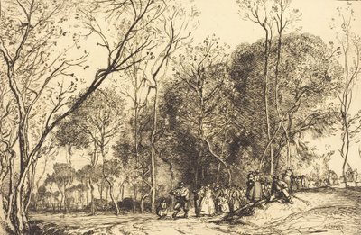 Sommar i Saint-Martin, det förflutna bröllopet Ete de la Saint-Martin, la noce qui passe, 1908. av Auguste Lepere