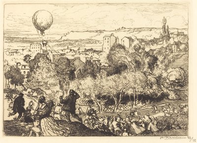 Den fallande ballongen, i Pre-Saint-Gervais av Auguste Lepere