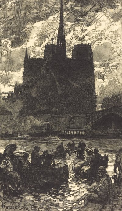 Vattenplats bakom Notre-Dame L