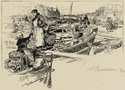 Wharf Scene, möjligen 1880-talet (etsning på vävnad) av Auguste Louis Lepère