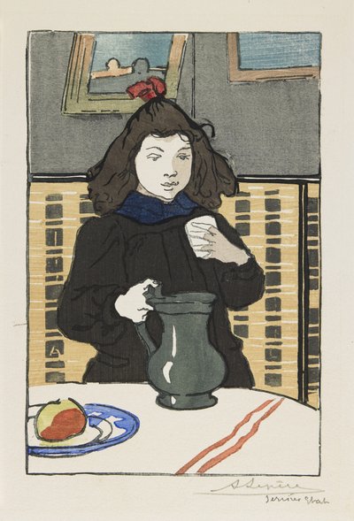 Ung flicka med en kanna, 1890 av Auguste Louis Lepère