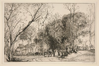 ?t? de la Saint-Martin, la noce qui passe (Vendee) (Sommar i Saint-Martin, de förflutna bröllopet [Vendee]) av Auguste Lepere