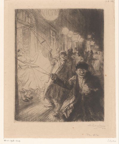 Gatubild i Nes av Auguste Lepère (signed by artist)