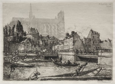 Ankomster av grönsaker-Amiens av Auguste Louis Lepère