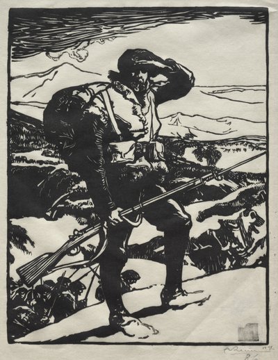 Alpjägare som tittar på Rhenslätten av Auguste Louis Lepère