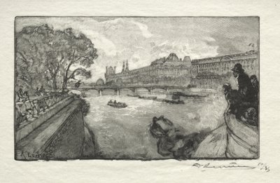 Louvren, sett från Pont Neuf av Auguste Louis Lepère