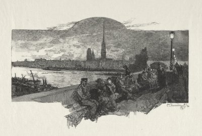 Illustrerad Rouen: The Bridge of Stones av Auguste Louis Lepère
