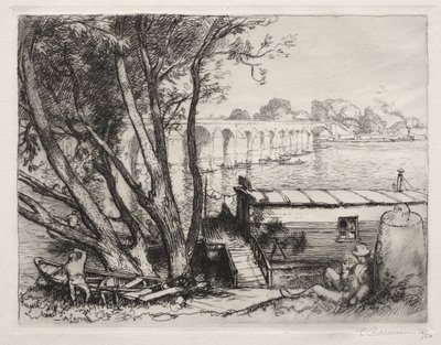 Poissy-bron av Auguste Louis Lepère