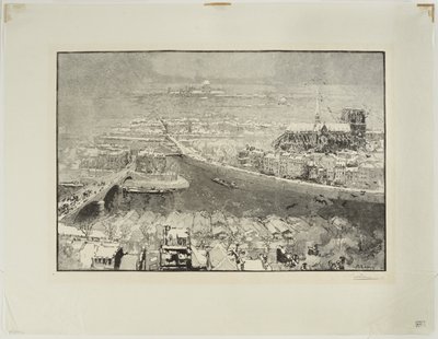 Paris under snön, sett från toppen av Saint-Gervais av Auguste Louis Lepère