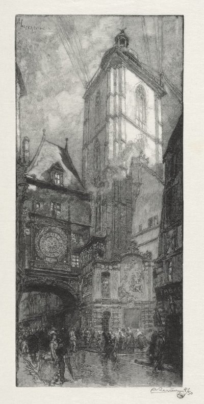 Illustrerad Rouen: Den stora klockan av Auguste Louis Lepère