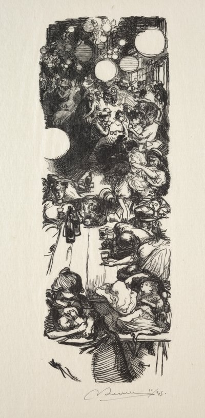 14 juli, Rue de Belleville, midnatt av Auguste Louis Lepère