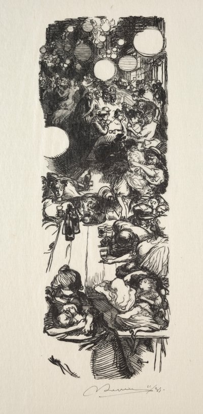 14 juli, Rue de Belleville, midnatt. av Auguste Louis Lepère