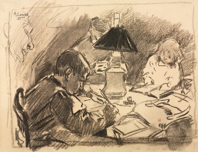 Runt lampan, 1888. av Auguste Louis Lepère