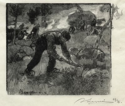 Ljunggrävare, 1887. av Auguste Louis Lepère