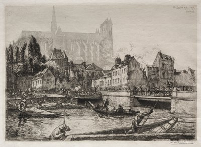 Ankomster av grönsaker-Amiens, 1907. av Auguste Louis Lepère
