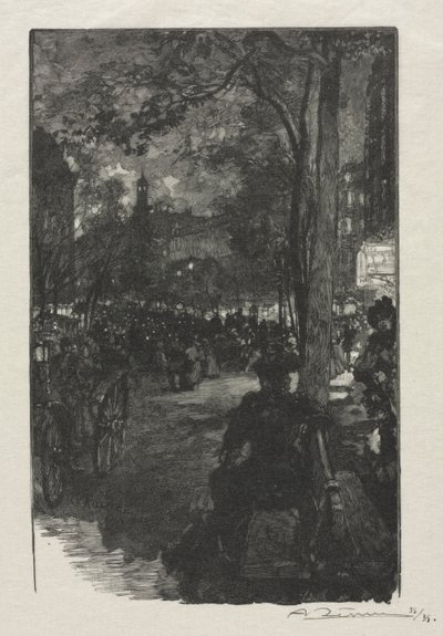 Boulevard Montmartre, kväll av Auguste Louis Lepère