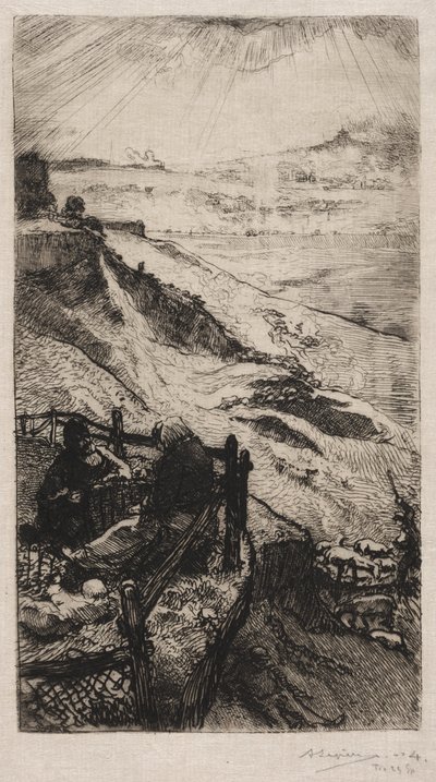 Karriärer i Amerika nära Paris, 1898. av Auguste Louis Lepère
