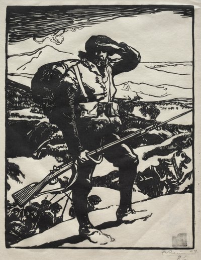 Alpjägare som tittar på Rhenslätten av Auguste Louis Lepère