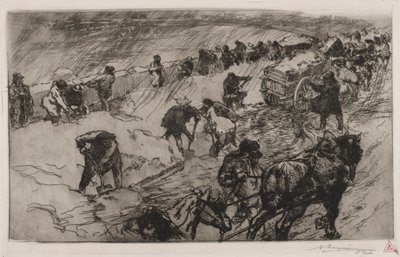 Kampen mot snön, Quai aux Fleurs, 1890. av Auguste Louis Lepère