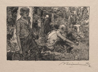 Plocka liljekonvalj. av Auguste Louis Lepère