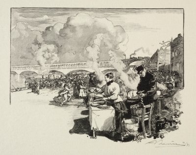 Landsteg för omnibusbåtar. av Auguste Louis Lepère