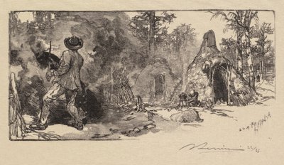 Fontainebleau Forest: Coalmen The Forest of Fontainebleau: The Charbonniers, 1890. av Auguste Louis Lepère