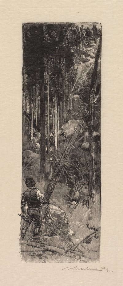 Fontainebleau-skogen: huggning av tallar La Forêt de Fontainebleau: Abattage des pines, 1890. av Auguste Louis Lepère