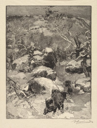 Fontainebleau Forest: Cuvier-Châtillon Cliff Skogen i Fontainebleau: Roche Cuvier-Châtillon, 18 av Auguste Louis Lepère