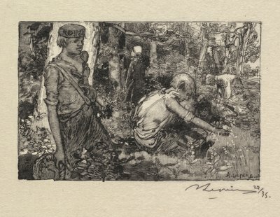 Fontainebleau Forest: Gatherine Liljekonvalj La Forêt de Fontainebleau..., 1890. av Auguste Louis Lepère
