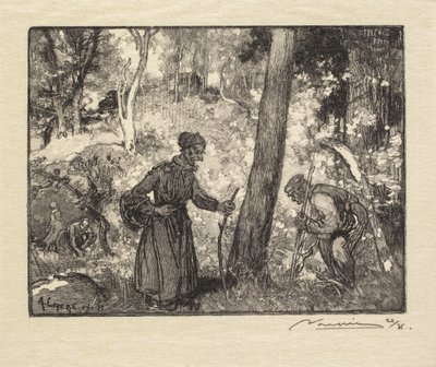 Fontainebleau Forest: Svampjägare på Rocher Bernard av Auguste Louis Lepère