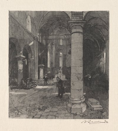 Kyrkans inre. av Auguste Louis Lepère