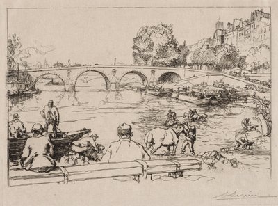 Drinkplatsen vid Pont Marie, 1912. av Auguste Louis Lepère
