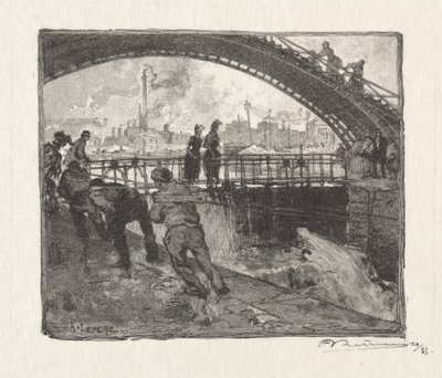 Canal St. Martin Lock av Auguste Louis Lepère
