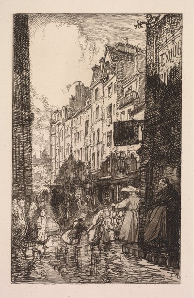 La Biévre, Les Gobelins, Saint-Séverin: Saint-Séverin-distriktet: Rue des Prêtres Saint-Séverin av Auguste Louis Lepère