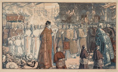 Corpus Christi processionen i Nantes, 1901. av Auguste Louis Lepère