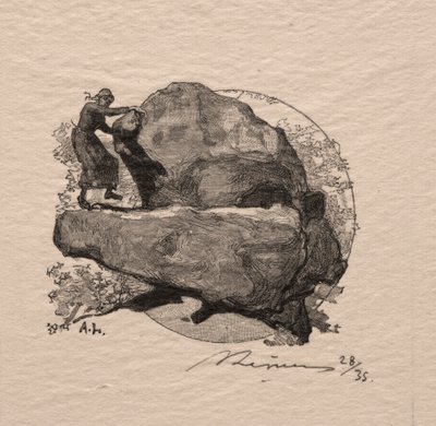 Den skakande stenen. av Auguste Louis Lepère
