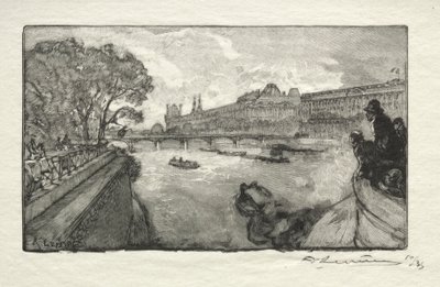 Louvren, sett från Pont Neuf av Auguste Louis Lepère