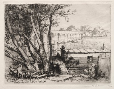 Poissy-bron av Auguste Louis Lepère