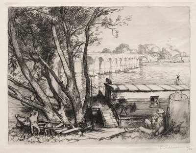 Poissy-bron, 1917. av Auguste Louis Lepère