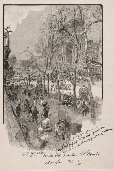 Boulevarderna, nära Porte St. Denis. av Auguste Louis Lepère