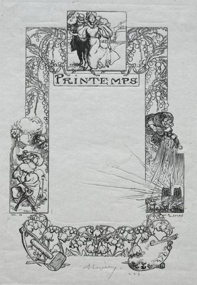 Parisalmanackan, 1897: Dekorativ kant, vår av Auguste Louis Lepère
