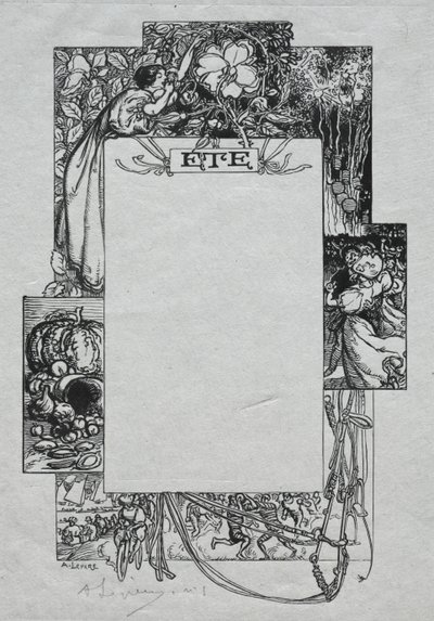 Paris-almanackan, 1897: Dekorativ gräns, sommaren, 1897. av Auguste Louis Lepère