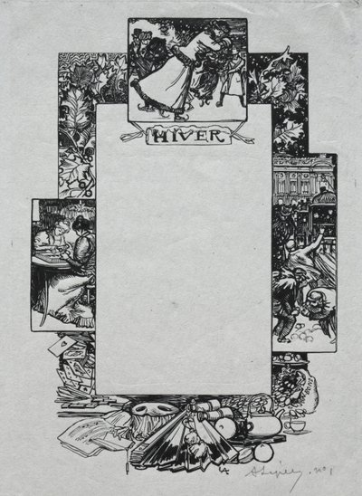 Parisalmanackan, 1897: Dekorativ kant, vinter av Auguste Louis Lepère
