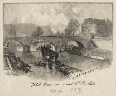 Handvapen vid Pont St. Michel. av Auguste Louis Lepère