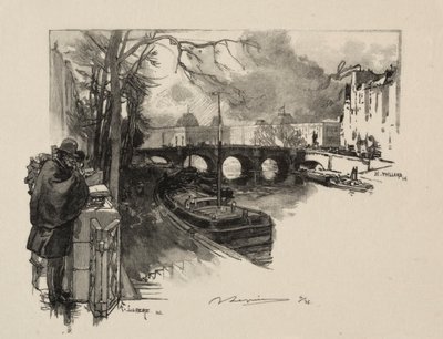 Seines små arm vid Pont Neuf av Auguste Louis Lepère